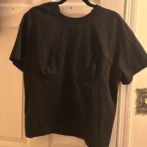 Sacai black t-shirt with part open back and back tie, size 4 / large. Brand new.